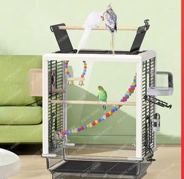 Cat Carriers Xuanfeng Parrot Cage Acrylic Splash-Proof Transparent Starling Bird Large