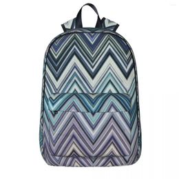 Backpack Boho Chic Modern Zigzag Waterproof Student School Bag Laptop Rucksack Travel Large Capacity Bookbag