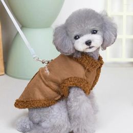 Dog Apparel Pet Cotton Coat Plush Edge With Tow Ring Comfortable Two-legged Dress Up Acrylic Peach Skin Velvet Vest Clothes For Autumn