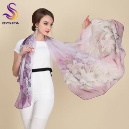 Autumn Winter Long Silk Scarf Shawl Fashion Female Long 100% Mulberry Silk Scarf Summer Thin Silk Chiffon Beach Scarf Wraps 240320