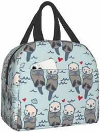 cute Sea Otter Lunch Bags for Men Women Kids Durable Lunch Box Tote Bag Cooler Bag Large Capacity W0yG#