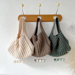 Evening Bags Korean Fashion Crochet Soft Medium Size Slouchy Hobo Bag Vintage Retro Chic Granny Simple Knitted Fluffy Square Pouch Handbag