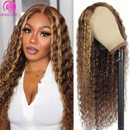 Highlight Water Wave Human Hair 13x6 Lace Front Wig Brazilian Remy Hair Wigs Deep Wave 13x4 Transparent Lace Frontal Wig
