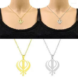 Pendant Necklaces Sikh Culture Symbol Necklace Stainless Steel Clavicle Chain Religious Metal Neckchain Stylish Accessory For Daily Wear