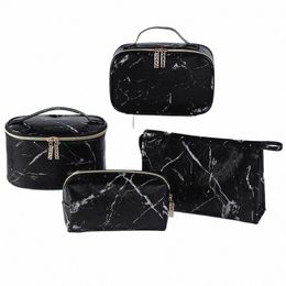 fudeam PU Marble Pattern Women Cosmetic Bag Multifuncti Travel Toiletry Storage Organise Handbag Waterproof Female Makeup Case 07jz#