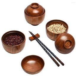 Bowls With Lid High Temperature Resistant Foods Storage Rice Salad Soup Snack Wooden Bowl Serving Home Supplies