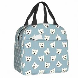 2023 New Custom Mini Westie Pattern Lunch Bag Women Warm Cooler Insulated Lunch Box For Children School H0GR#