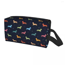 Cosmetic Bags Dachshund Bag Women Fashion Large Capacity Badger Sausage The Wiener Dog Makeup Case Beauty Storage Toiletry