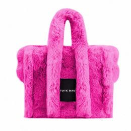 winter Women Faux Fur Teddy Curl Plush The Tote Bag Retro Large Capacity Handbag Simple Shoulder Designer Women Black Handbag 64Yz#