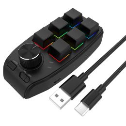 Mini USB Knob Keyboard Programmable Keys Custom Shortcuts Mechanical Keyboard for Windows MacOS Computer Tablet
