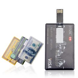 Bank card model USB 2.0 Flash Drives High-speed Pen Drive Memory Stick Laser Engraving 128GB/64GB/32GB/16GB/4GB U Disk Gift