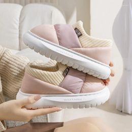 Slippers Winter Warm Home Cotton Women Indoor Shoes Casual Slip On Bedroom Flat Soft Bottom Down Cloth Plush