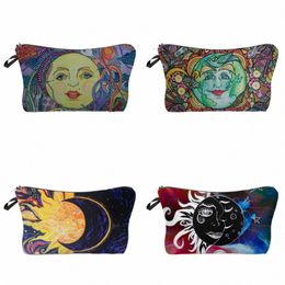 earth Sun Mo Print Cosmetic Bags Heat Transfer Pattern Women's Makeup Bag Carto Fi Gift Pencil Case Portable Organizer 62jl#