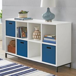 8-Cube Organiser with Metal Base, White Bookshelves Book Storage Book Shelf Furniture