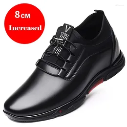 Casual Shoes YeddaMavis Black For Men 8CM Higher Leather Heightening Sneakers Height Shoe High Heel