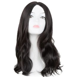 Wigs FeiShow Synthetic Heat Resistant Fibre Medium Curly Middle Part Line without Bang Hair Peruca Women Salon Party Black Hairpiece