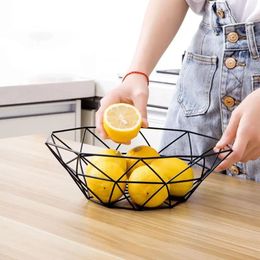 Fruit Basket Container Bowl Metal Wire Basket Kitchen Rack Table Storage Holder Bowl Fruit Tray Storage Vegetable Drain