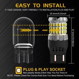 BMTxms 2Pcs P21W LED 1156 BA15S LED BAY15D T20 7443 W21/5W LED Bulb Canbus 3157 P21/5W LED T25 6000K White Car Reverse Light DRL