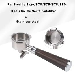 54MM Stainless Steel Coffee Portafilter for Breville Sage 870/875/878/880 Bottomless/Double Spout Coffee Handle Philtre Tool 240328