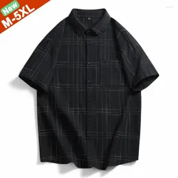 Men's Casual Shirts Good Quality Men Summer Plaid Mens Male Clothing Youth Boy Japan Korean Fashion Plus Size 4XL 5XL Free Ship