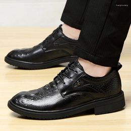 Casual Shoes Genuine Leather Men Oxfords Classic Thick Bottom Mens Non-Slip Lace-Up Male Gents Coiffeur Footwear