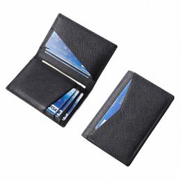 2022 Luxury RFID Bifold Small Card Wallet for Men Ctrast Color Slim Cross Pattern Genuine Leather Men's Credit Card Holder n723#