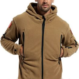 Men Winter Thermal Fleece Tactical Jacket Outdoors Sports Hooded Coat Military Softshell Hiking Outdoor Jackets Male Outerwear