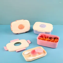 Dinnerware Portable Lunch Box Microwave Heating Leak-Proof Healthy Plastic Bento Boxes Container With Spoon Fork Student