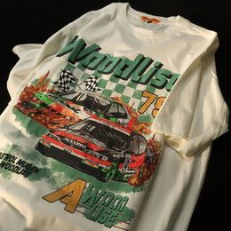 90s Vintage Racing Car Graphic T Shirts Hip Hop Oversized Men Women Short Sleeve Tops 100% Cotton Summer Large 2XL Casual 240325