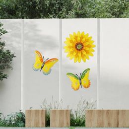 Garden Decorations 3Pcs Sunflower Wall Decor 3D Metal Butterflies Art Hanging Sculptures Colorful