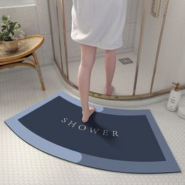 Bathroom Floor Mat Diatom Mud Bathroom Semi-circular Arc-shaped Water-absorbing Quick-drying Door Step Foot Pad Anti-slip Mat