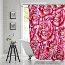 Shower Curtains Oil Painting Red Rose Curtain Valentines Day Bouquet Printed Polyester Fabric Waterproof Bathroom With Hooks