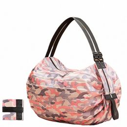 foldable Storage Bag With Handle Portable Travel Camoue Handbags Large Capacity Shop Bag O3QX#