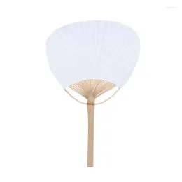 Decorative Figurines White Paper Fan With Bamboo Handle Pure Pai Hand Painted Double Dough Home Portable Wall Fans