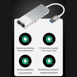 External Audio Converter AC-3 DTS USB Audio Adapter USB Sound Card Aluminium Alloy 7.1 5.1 Channel SPDIF Optical for PC Laptop