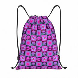 custom Grunge Star Skull Print Drawstring Bags for Training Yoga Backpacks Men Women Sports Gym Sackpack t58q#