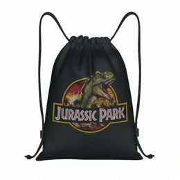 jurassics Parks Drawstring Backpack Women Men Sport Gym Sackpack Foldable Dinosaur World Training Bag Sack f8LC#