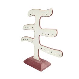 Tree Shape Jewelry Display Stand Earrings Necklace Ring Display Storage Rack 3 Layers Pink Velvet Jewelry Organizer Holder