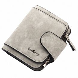 ladies Short Wallet High Quality Frosted PU leather Trifold Multi-Card Wallet for Women Fi Luxury Zipper Small Coin Purse m0EQ#