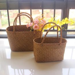 Straw Tote Bags for Women Rattan Handmade Woven Purses and Handbags Ladies Beach Holiday Hand 240328
