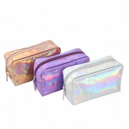 women Waterproof Laser Cosmetic Bags Top-handle Large Capacity Tote Makeup Organiser Case Travelling Wing Toiletry Storage Bag K7BU#