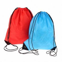 drawstring Backpack Nyl Foldable Sports Gym Drawstring Tote Bag pack Sack For Men Women z3qx#