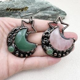 Pendant Necklaces 10PCS Natural Rose Quartzs Crystal Green Aventurine Star Moon Vintage Necklace MY231241