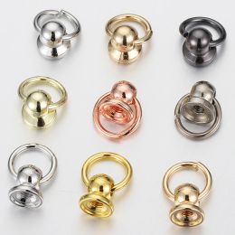 20set Metal Ball Post with O Ring Studs Rivets Nail Screw Back Round Head Spot Spikes Leather Craft Phone Case Decor Accessories