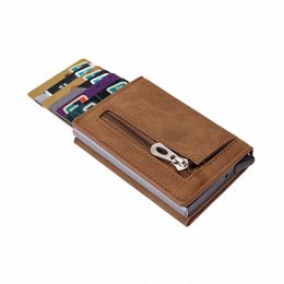 2023 Fi Smart Wallet Vintage PU Leather Coin Purses Magnetic Closing Card Holder Casual Mey Bag RFID Blocking Card Wallet Z67M#