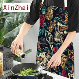 Aprons Abstract Character Avatar Skull Pattern Print Apron Woman Man Adult Child Bib Home Cooking Accessories Apron Kitchen Tablier Y240401