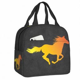 horse Running Insulated Lunch Bags for Women Leakproof Equestrian Riding Gift Warm Cooler Thermal Lunch Box Office Work School y2Qj#