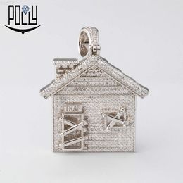 Модный милый дом из серебра 925 пробы с муассанитом в стиле хип-хоп, позолоченный кулон, украшение, подвески и подвески из стерлингового серебра 925 пробы