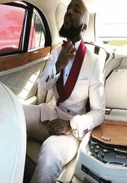 Evening Dress Custom Made White Burgundy Red Floral Pattern Men Suits Stage Tuxedo Wedding Suits For Man Blazer Bridegroom Prom Ja1890162