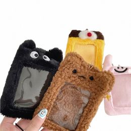1pc Cute Carto Plush Card Holder Fluffy Bear Rabbit Photo Holder Students Keychain Pendant ID Card Protector Statiery i5ZE#